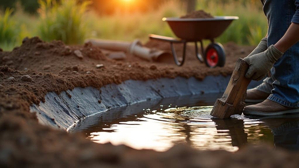 seal pond with bentonite and epdm