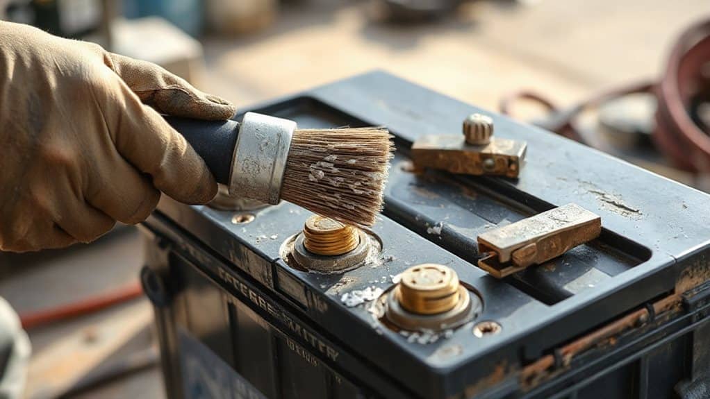 clean battery terminals before charging