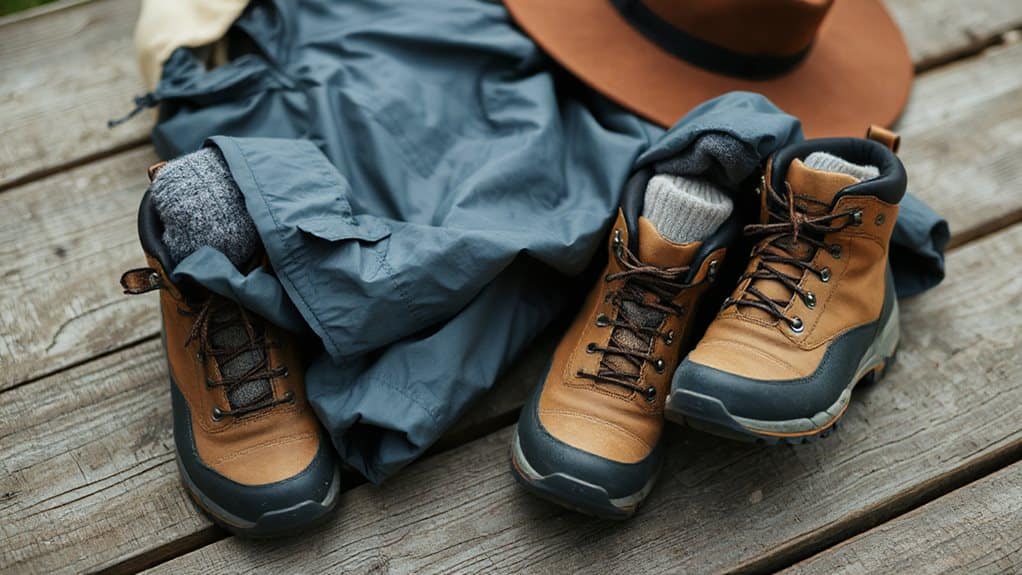 layered clothing season appropriate footwear