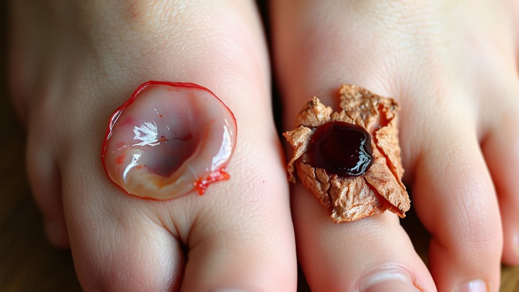 slow healing blood foot blisters