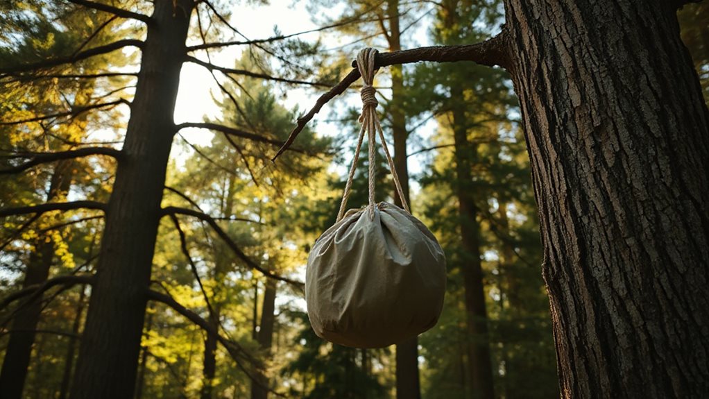 bear safe hanging setup rope height distance