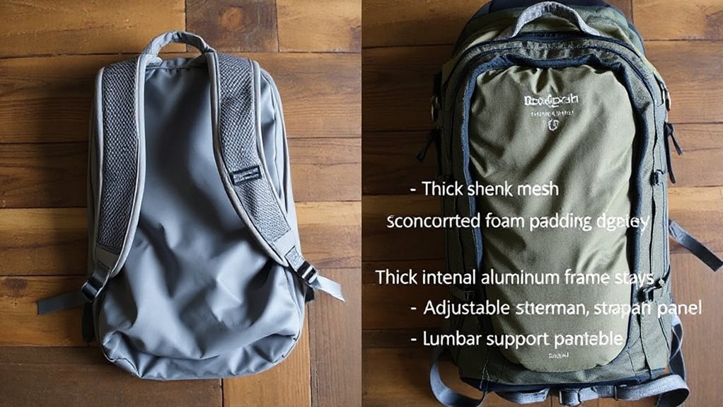 daypack padding vs backpack support