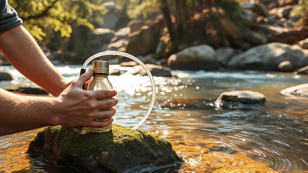 filtered river water for drinking while camping
