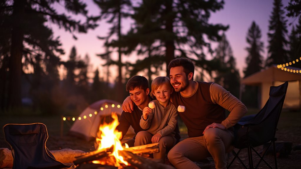 forest family camping boosts mood and calmness