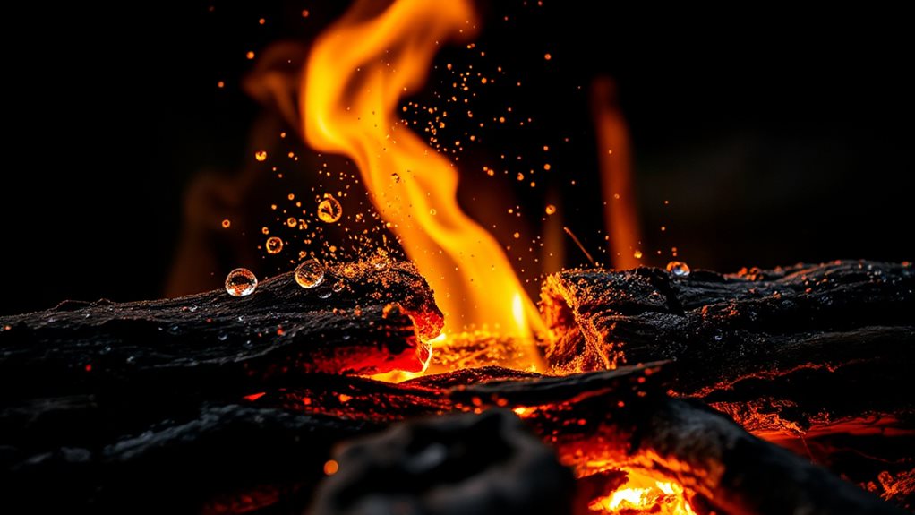 moisture makes crackling explosions