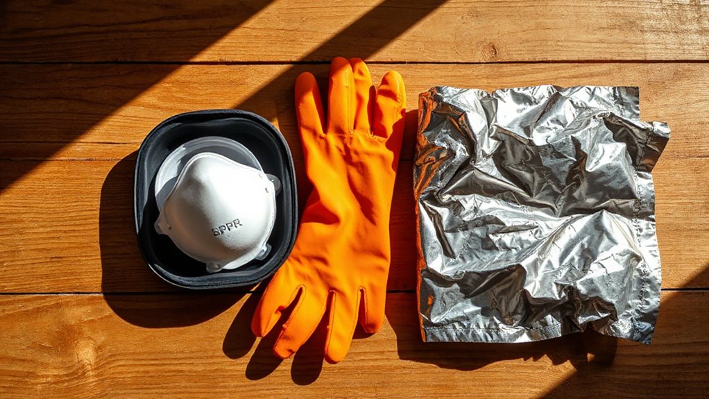 nitrile gloves cpr mask space blanket