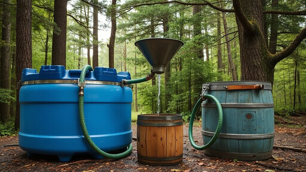 portable barrels linked for gravity fed storage