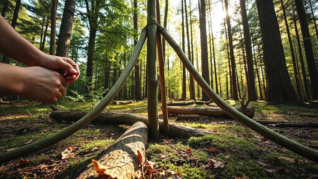 sapling based shelter with wind protection