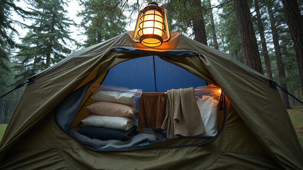staying dry during wet camping
