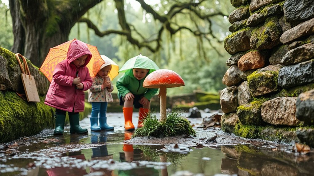 umbrella based scavenger hunt setup