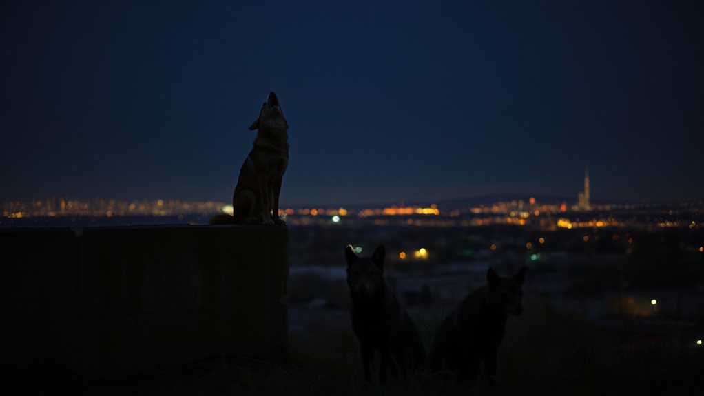 urban coyote howling patterns differ by pack size and range
