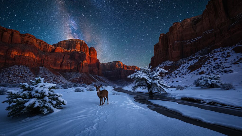 winter wildlife and clear skies