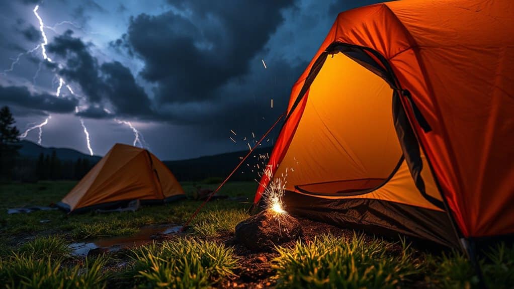 avoid lightning side flash to tent