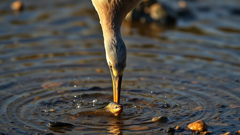 birds swallow live fish