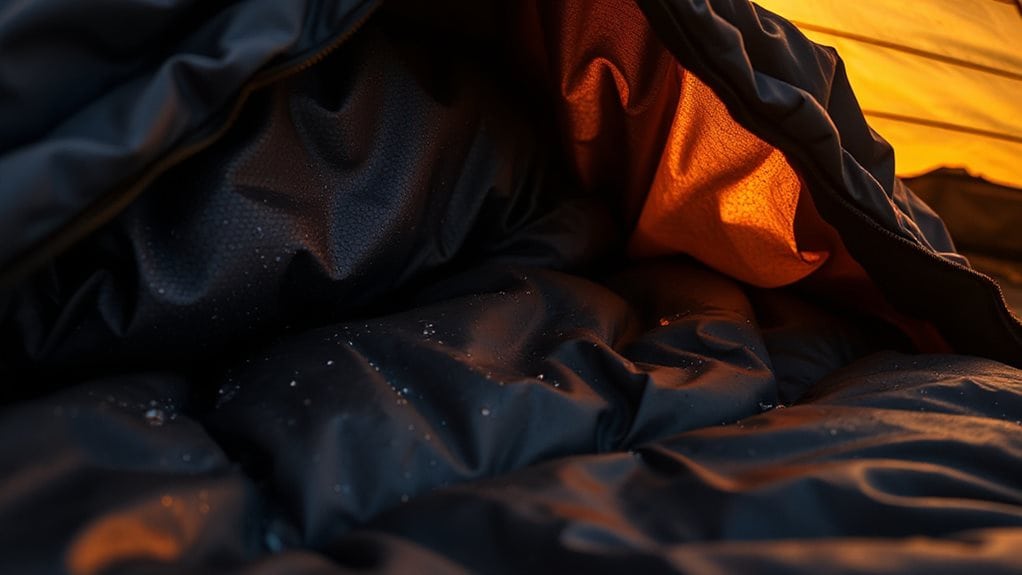 breath condenses inside damp bag