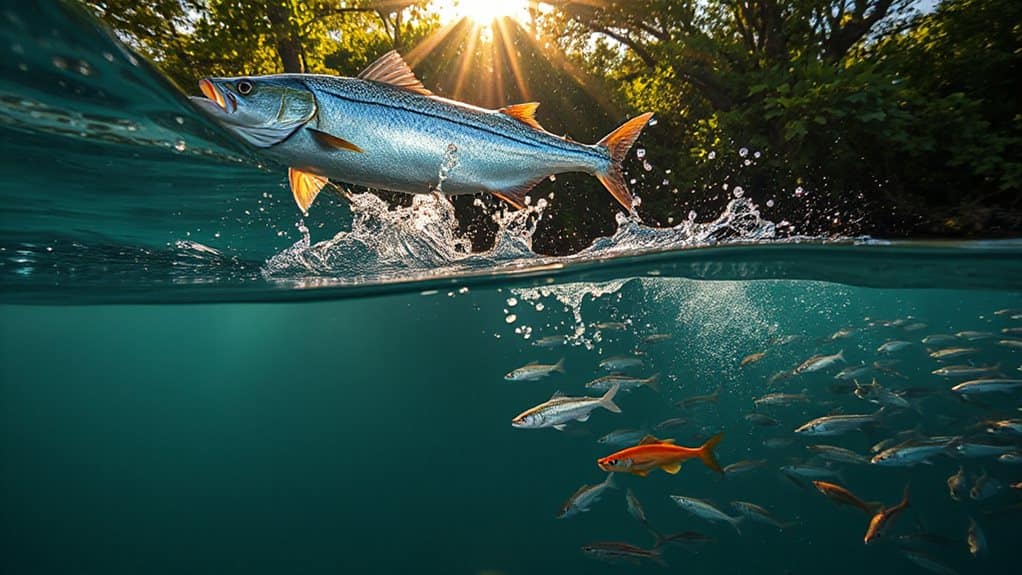 frequent jumping fish evading threats