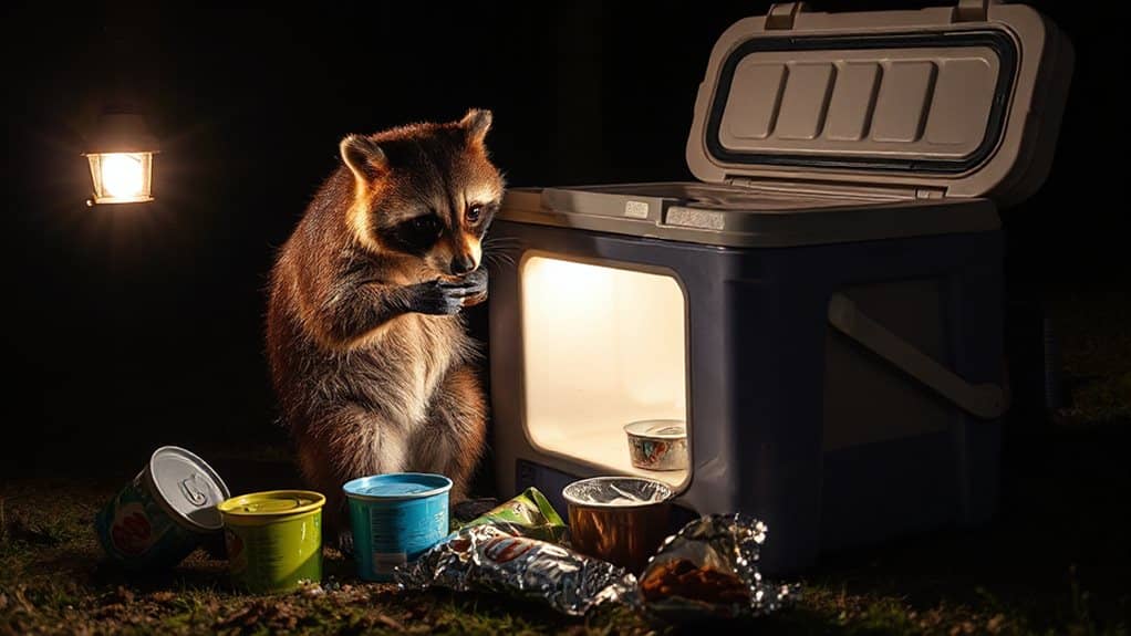 raccoons opening cooler food