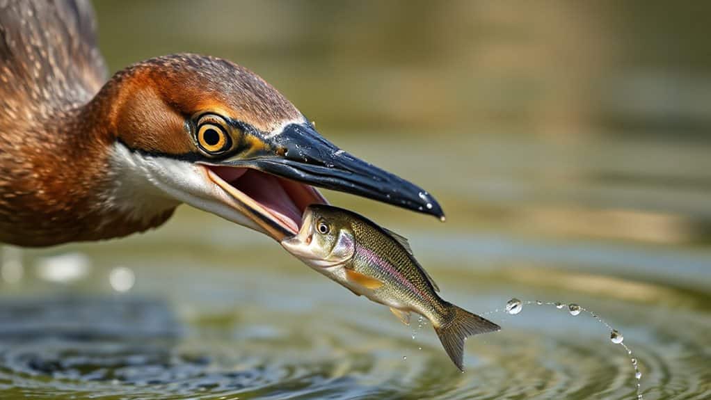 swallow live fish headfirst