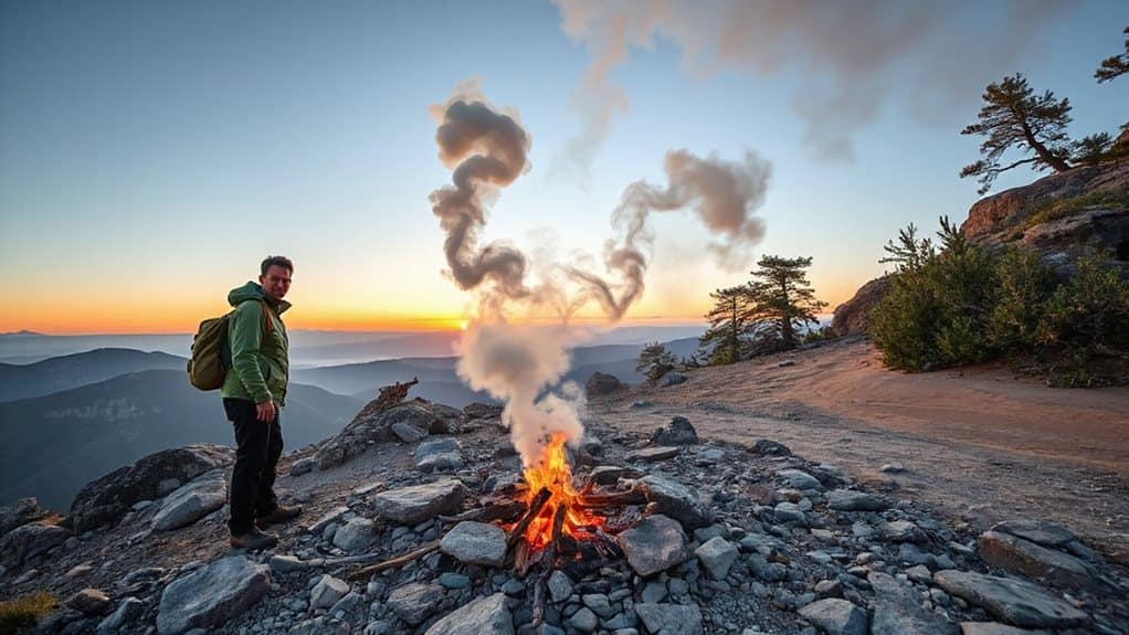 upwind small cleared campfire