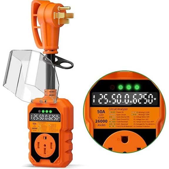RV Surge Protector 50 Amp with Auto Shutoff