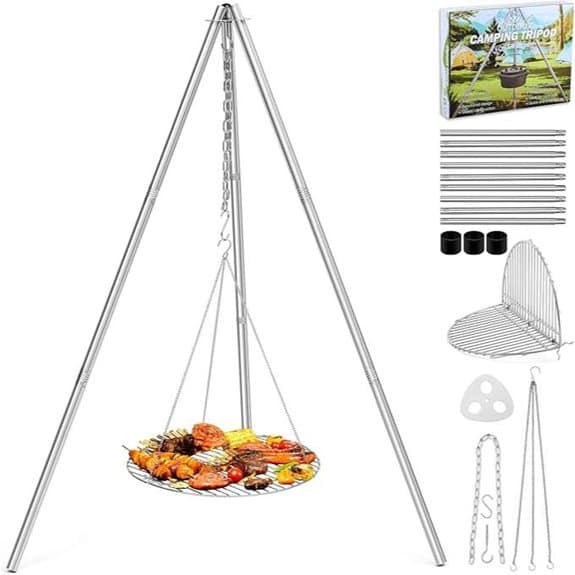Joyfair Camping Tripod Grill with Over Firepit Rack
