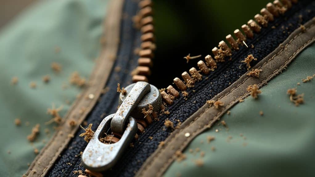 dirt causes zipper jams