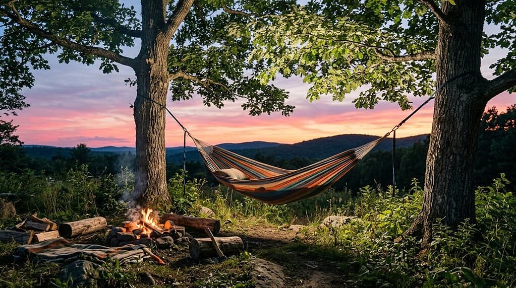 sleeping outdoors in hammock