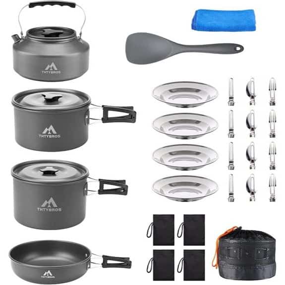 THTYBROS 27pcs Camping Cookware Set for 2-4 People