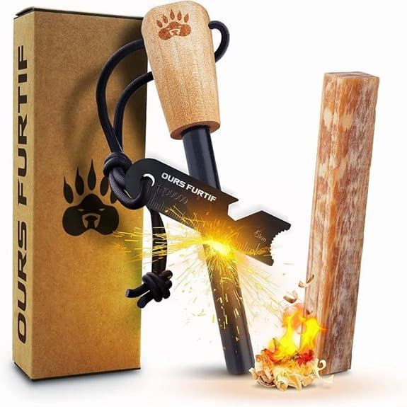 Ferro Rod Fire Starter Kit with Tinder & Pouch