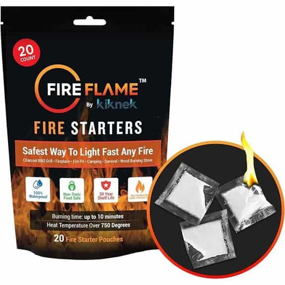 Fireflame Waterproof Fire Starter Packets (20 Pouches)